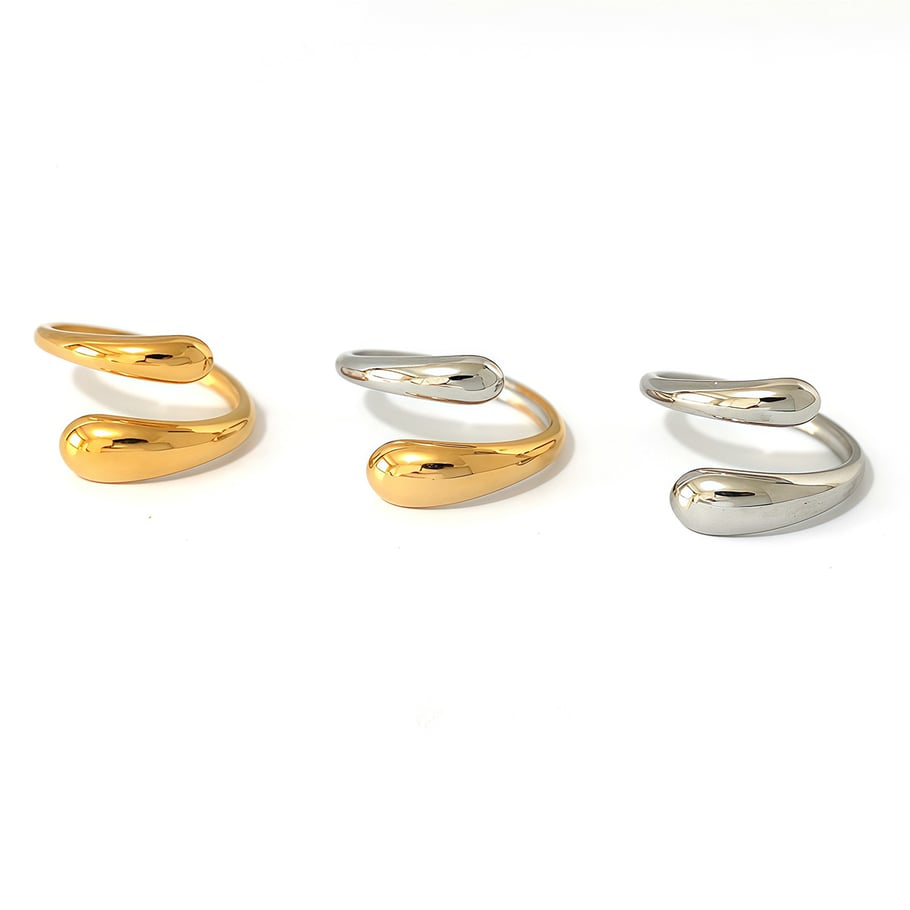 1 Piece Simple Droplet Stainless Steel  Gold Color  Statement Rings Picture4