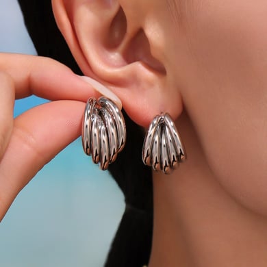 1 Pair Irregular Shape Stainless Steel Gold Color Women's Stud Earrings h5 Picture5