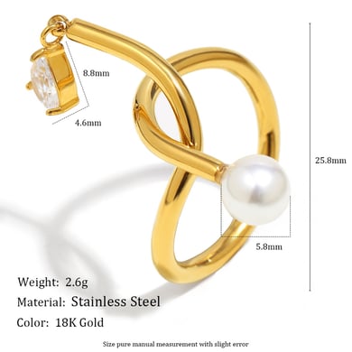 1 Stück Twist Edelstahl Gold Farbe Zirkon Damen Edelstein Ringe h5 Bild2