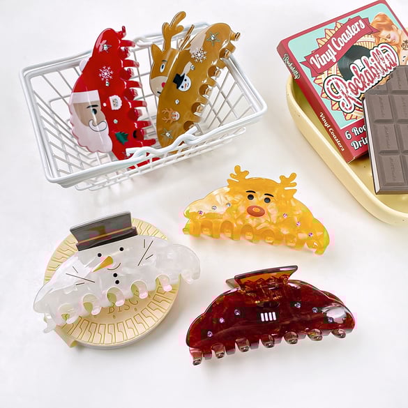 1 Stück Cuat Weihnachten Schneemann Muster Geschenk PVC Damen Haar Krallen 2