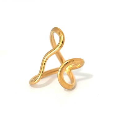 Anelli da donna in acciaio inossidabile color oro con linee casual, 1 pezzo h5 