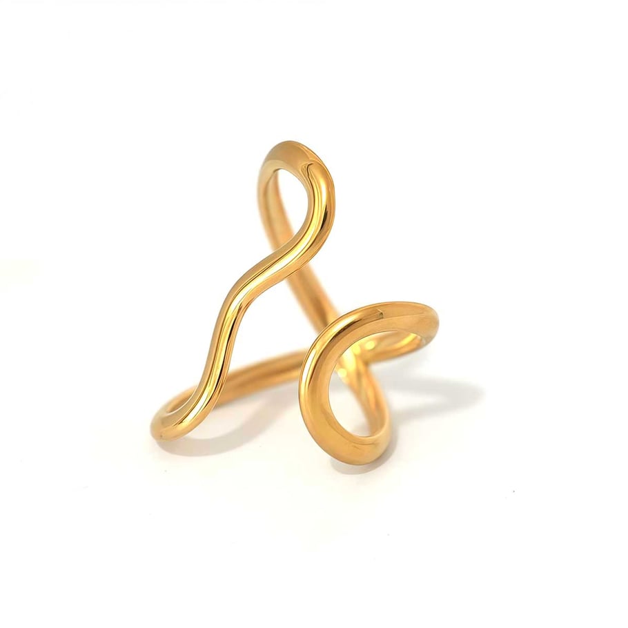Anelli da donna in acciaio inossidabile color oro con linee casual, 1 pezzo 