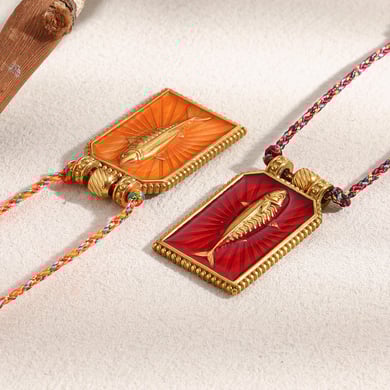 1 Piece Classic Fish Tarot Stainless Steel Gold Color Women's Pendant Necklaces h5 Picture5