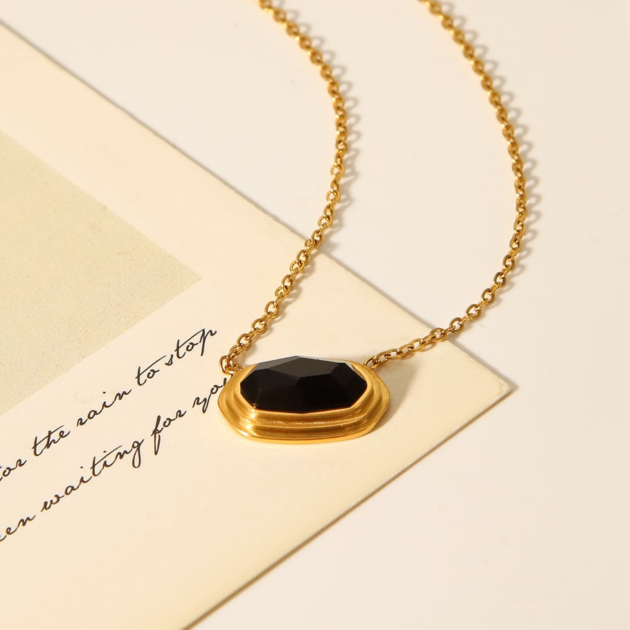 1 Piece  Rectangle Stainless Steel Gold Color Women's Pendant Necklaces Picture5