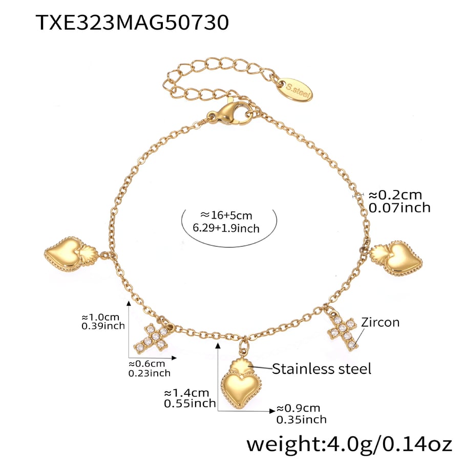 Romantic Series Heart Cross Stainless Steel Gold Color Women's Jewelry Sets 