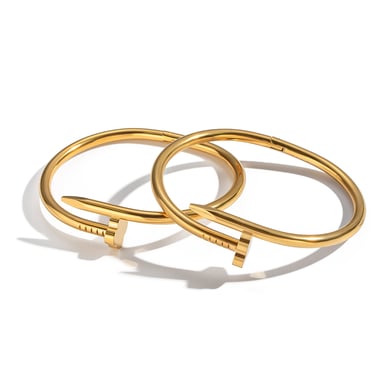 1 Piece Heart Clover Stainless Steel Gold Color Cuff Bracelet h5 Picture6