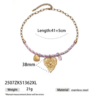 Collana con ciondolo a forma di cuore dolce con trifoglio e sole, in acciaio inossidabile, color oro, 1 pezzo h5 