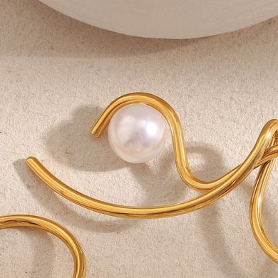 1 Pair Irregular Shape Stainless Steel Gold Color Women's Drop Earrings h5 Picture6