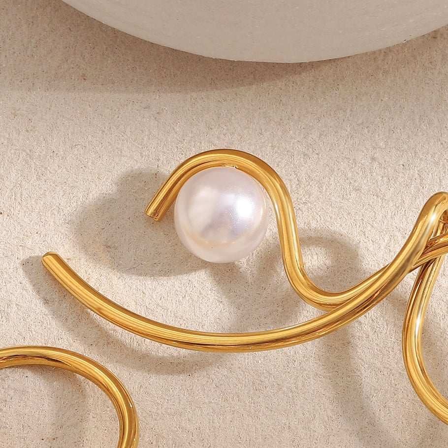 1 Pair Irregular Shape Stainless Steel Gold Color Women's Drop Earrings Picture6