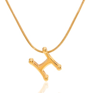 1 pezzo classico collana con ciondolo a forma di lettera H in acciaio inossidabile color oro da donna h5 