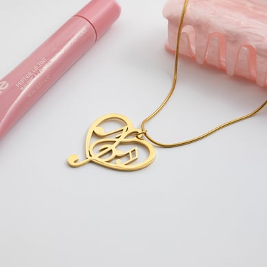1 Piece Romantic Note Stainless Steel Gold Color Women's Pendant Necklaces h5 Picture6