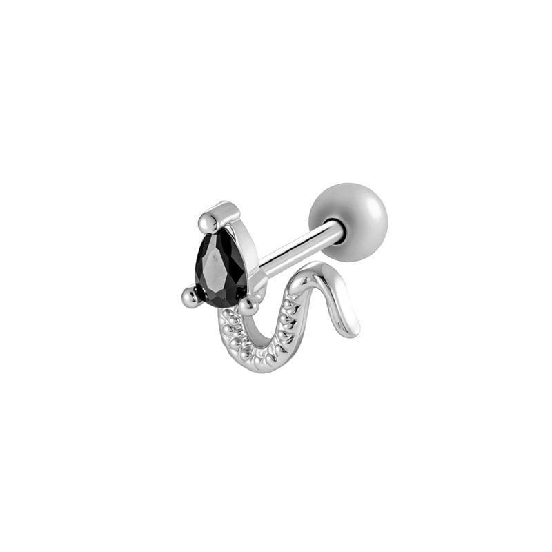 1 Piece Snake Butterfly Copper Gold Color Zircon Piercing Earring 