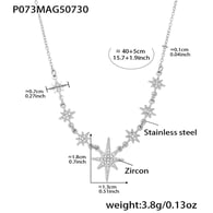 P073-Steel Eight-pointed Star Zircon Necklace 40+5cm Picture6