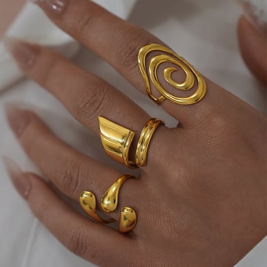 1 Piece Simple Irregular Shape Stainless Steel  Gold Color Statement Rings h5 Picture8