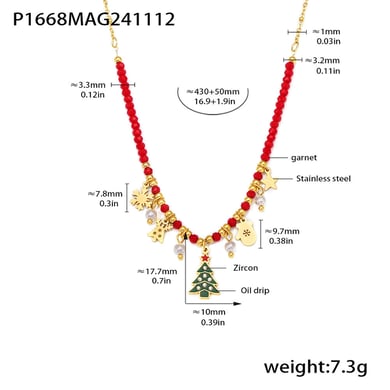 Colliers à pendentif classiques en acier inoxydable et zircon couleur or pour femme, motif sapin de Noël h5 Image2