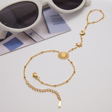 1 Piece Classic Sun&Moon Stainless Steel Gold Color Women's Chain Bracelets h5 Picture3