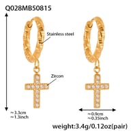 Q028-Golden Cross Zircon Earrings Picture14