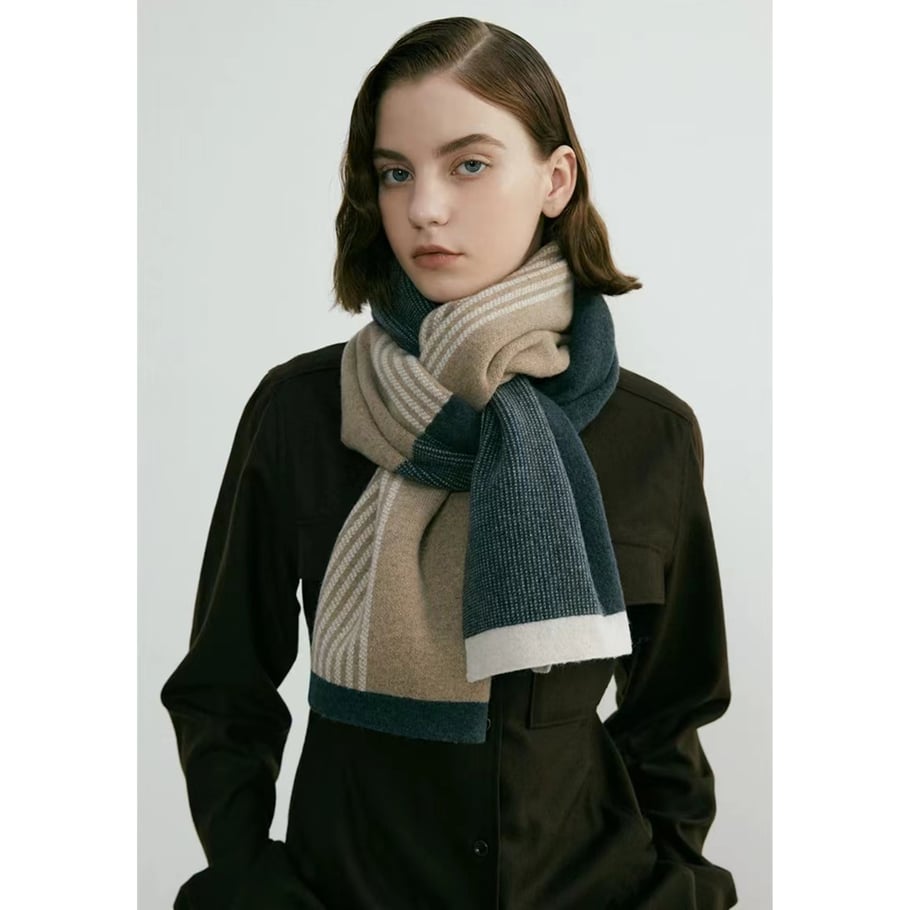 Bufandas de invierno para mujer de fibra sintética con tiras modernas de 1 pieza Imagen3