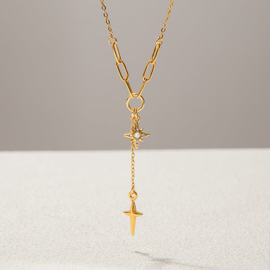 1 Piece Exqusite Star Stainless Steel Gold Color Women's Pendant Necklaces Picture5
