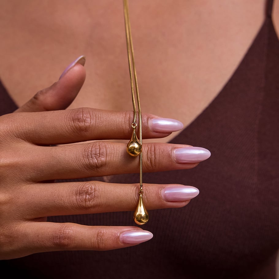 1 pezzo di splendida collana lunga da donna in acciaio inossidabile con goccia giornaliera Immagine4
