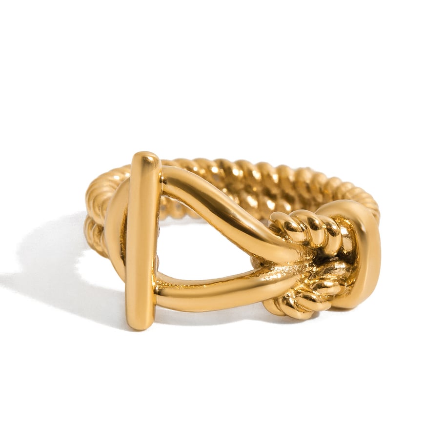 1 Piece Designable Twist Stainless Steel Gold Color Statement Rings 