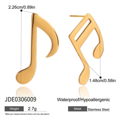 1 paio di orecchini a bottone asimmetrici in acciaio inossidabile color oro da donna h5 Immagine2