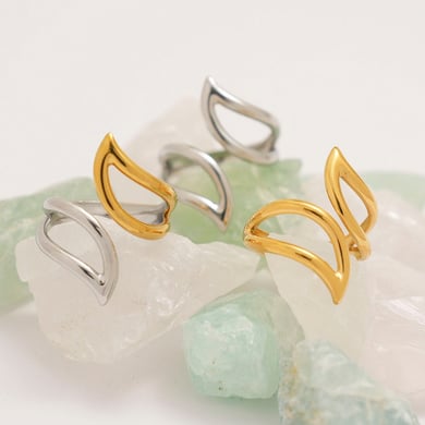 Anillos llamativos de acero inoxidable para mujer, de 1 pieza, con forma irregular y simple. h5 Imagen5