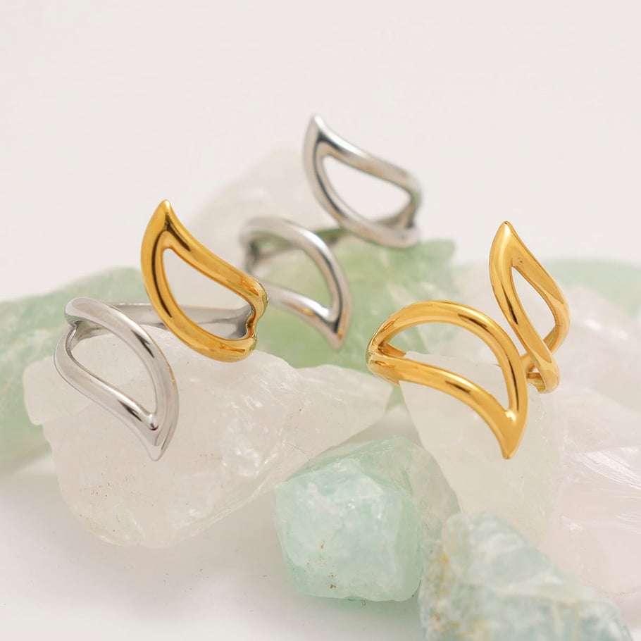 Anillos llamativos de acero inoxidable para mujer, de 1 pieza, con forma irregular y simple. Imagen5