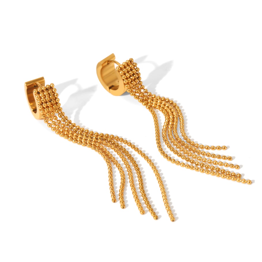 1 Pair Simple Daily Tassel Stainless Steel   Gold Color  Women's Drop Earrings 