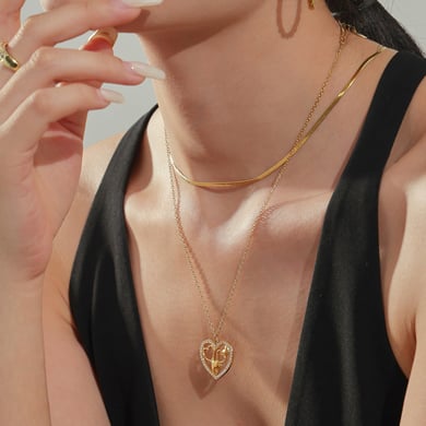 1 Piece Elegant Heart Stainless Steel Gold Color Women's Pendant Necklaces h5 Picture6