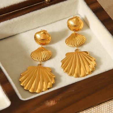 1 Pair Simple Series Daily Shell Stainless Steel  Gold Color  Women's Drop Earrings h5 Picture6