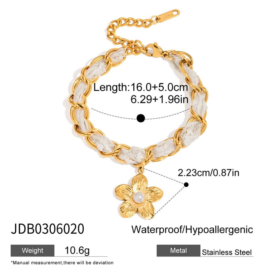 Romantic Flower Lace Stainless Steel Gold Color Women's Jewelry Sets Picture2