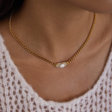 Collana con ciondolo da donna in acciaio inossidabile color oro con cerchio vintage da 1 pezzo h5 Immagine5
