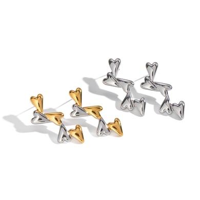 1 Pair Mixed Gold Heart Stainless Steel Stud Earrings h5 Picture6