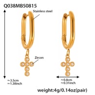 Q038-Golden Cross Zircon U-Shaped Earrings Picture9