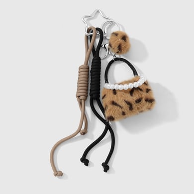 1 Stück Leoparden-Plüschball-Taschenanhänger h5 