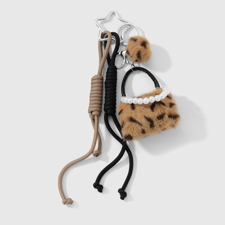 1 Stück Leoparden-Plüschball-Taschenanhänger 