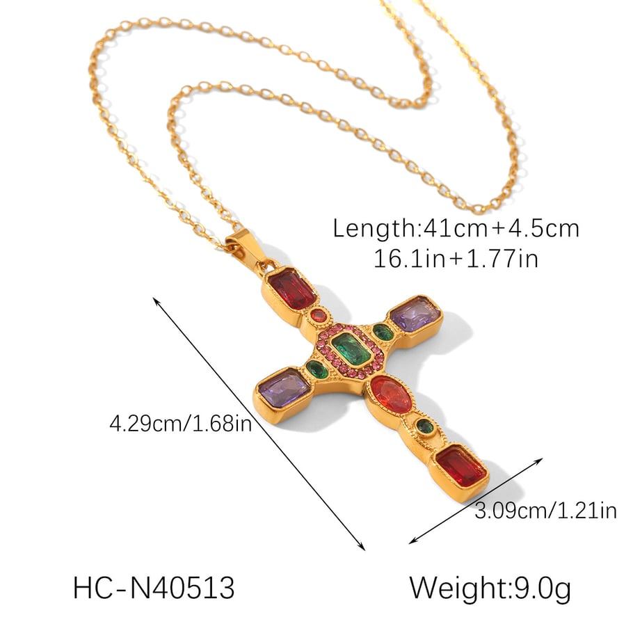 1 Piece Daily Cross Stainless Steel   Gold Color Women's Pendant Necklaces Picture2