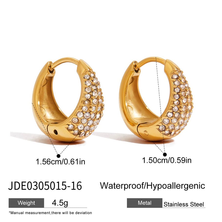 1 Paar Luxuriöse Serie Kreis Edelstahl Gold Farbe Damen Creolen Bild2
