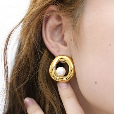 1 Pair Simple Series Retro Irregular Shape Stainless Steel  Woemn's Stud Earrings h5 Picture8
