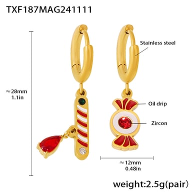 Set di gioielli da donna in acciaio inossidabile color oro con granato Christmas Element h5 