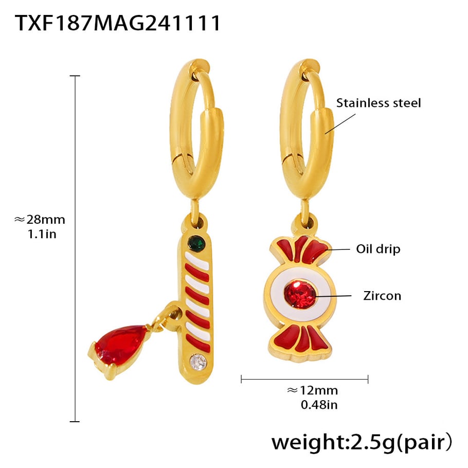 Set di gioielli da donna in acciaio inossidabile color oro con granato Christmas Element 