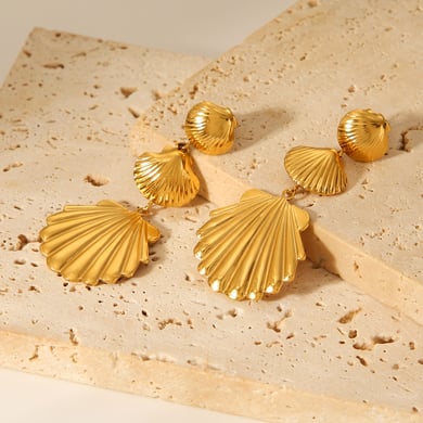 1 Pair Simple Series Daily Shell Stainless Steel  Gold Color  Women's Drop Earrings h5 Picture3