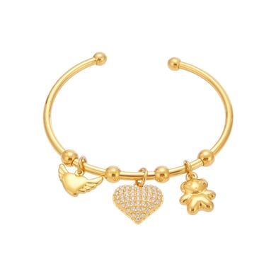 1 Piece Sophisticated Heart Stainless Steel Gold Color Zircon Women's Cuff Bracelets h5 