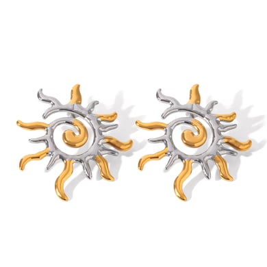 1 Pair Daily Sun Stainless Steel  Gold Color Women's Drop Earrings h5 
