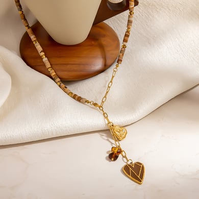 1 Piece Luxurious Irregular Shape Heart Stainless Steel  Women's Beaded Necklaces h5 Picture3