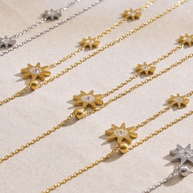 1 Piece Luxurious Star Stainless Steel Gold Color Women's Pendant Necklaces h5 Picture3