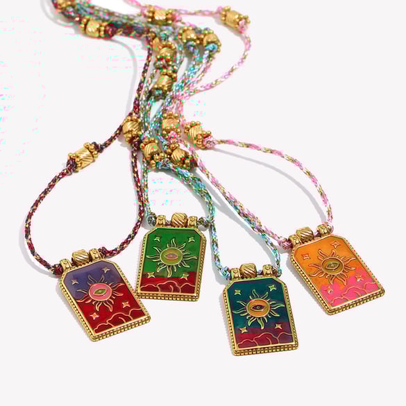 1 Piece Retro Sun Tarot Stainless Steel Gold Color Women's Pendant Necklaces 2