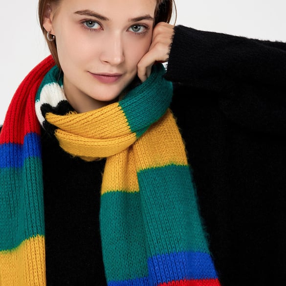 1 Piece Classic Mixed Color Synthetic Fiber Women's Winter Scarves
