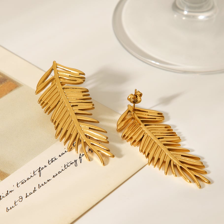 1 Pair Daily Leaf Stainless Steel  Gold Color  Women's Stud Earrings Picture6